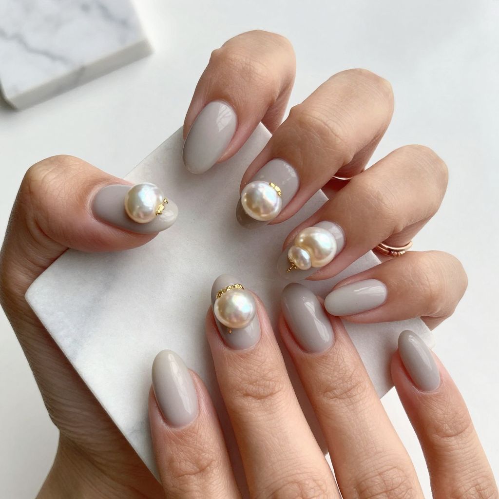 Frosted Pearl Sphere Nails