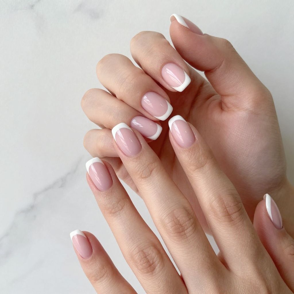 Acrylic French Tip nail idea 1