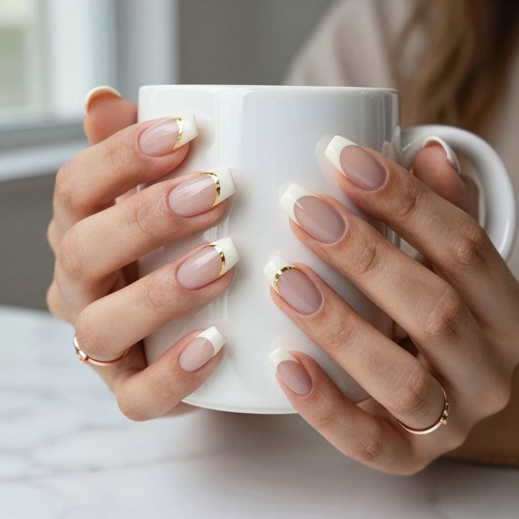 Classic White Almond French Tips