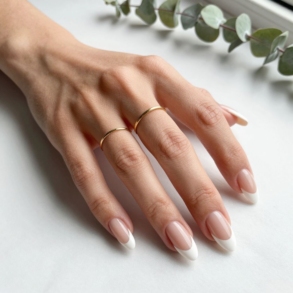 Negative Space Almond French Tips