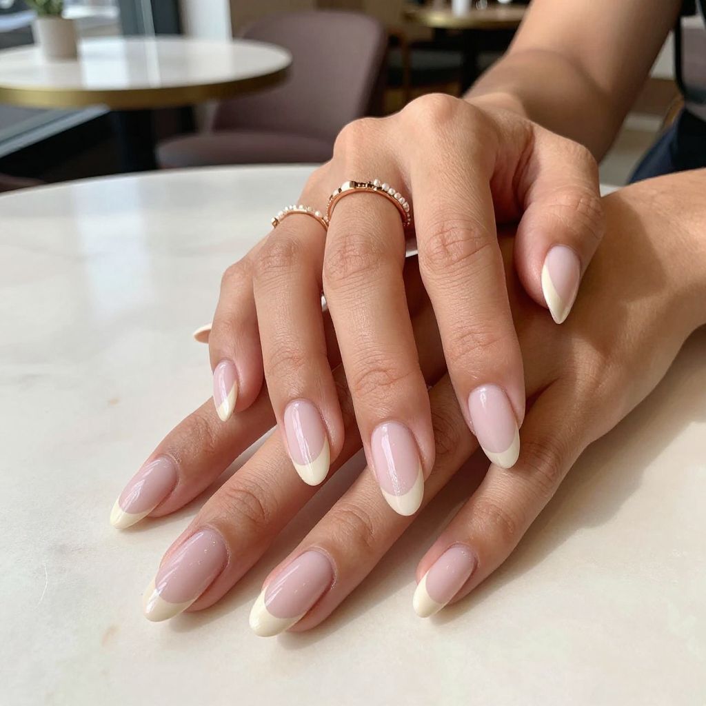 Soft Blush Almond French Tips