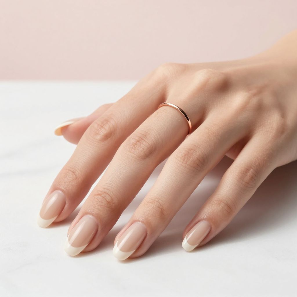 Minimalist Nude Almond French Tips