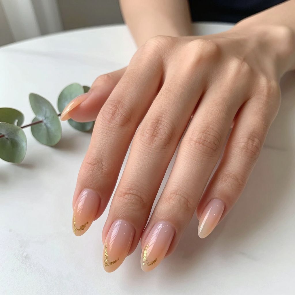 Soft Nude Ombre with Gold Foil