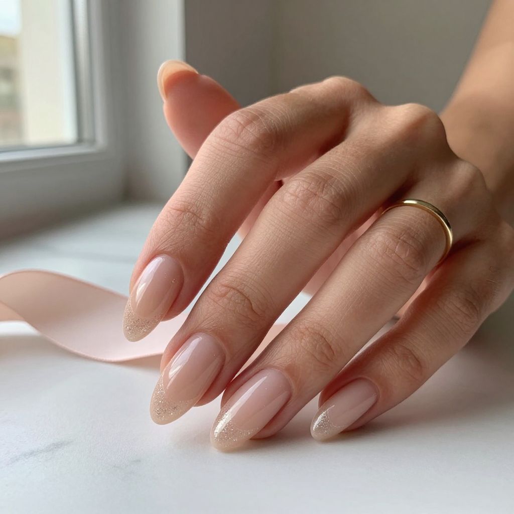 Peachy Nude with Fine Glitter Gradient