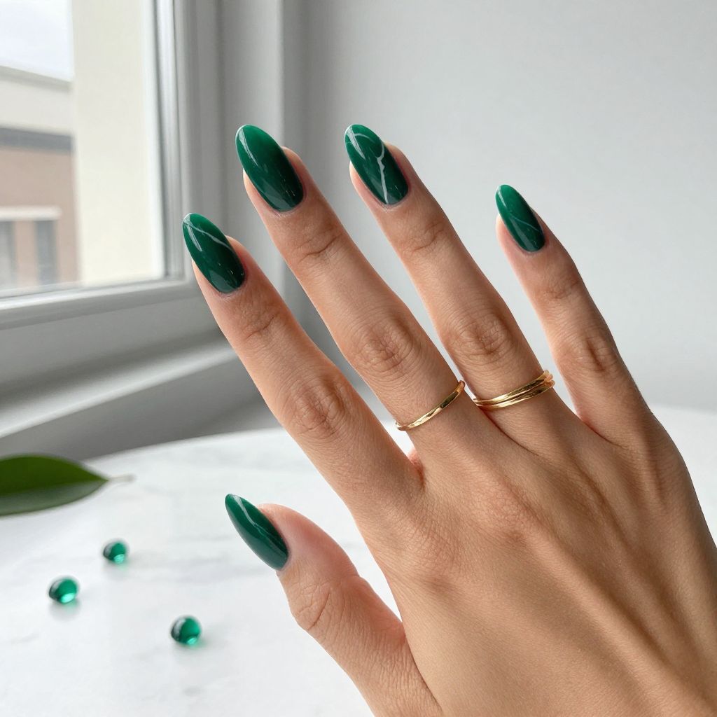 Deep Emerald with White Marble Veining