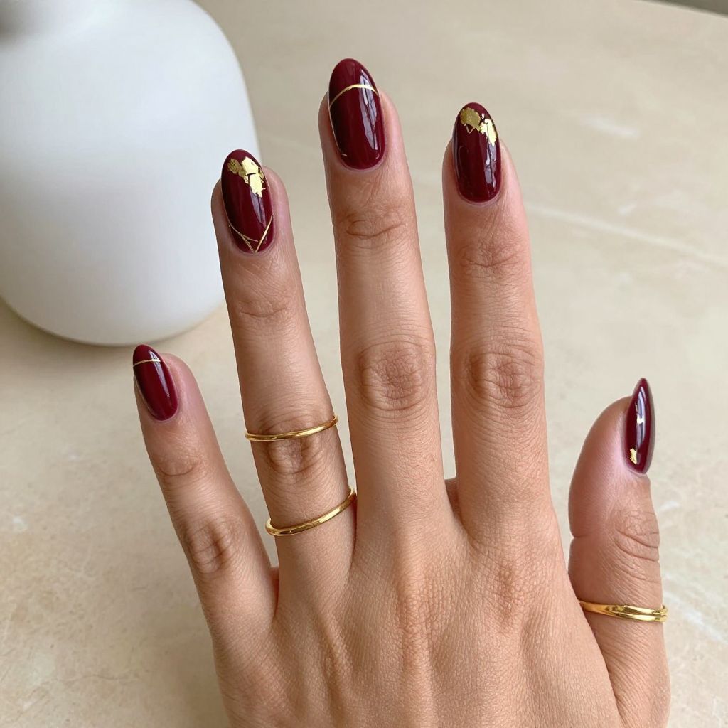 Burgundy with Gold Geometric Accents