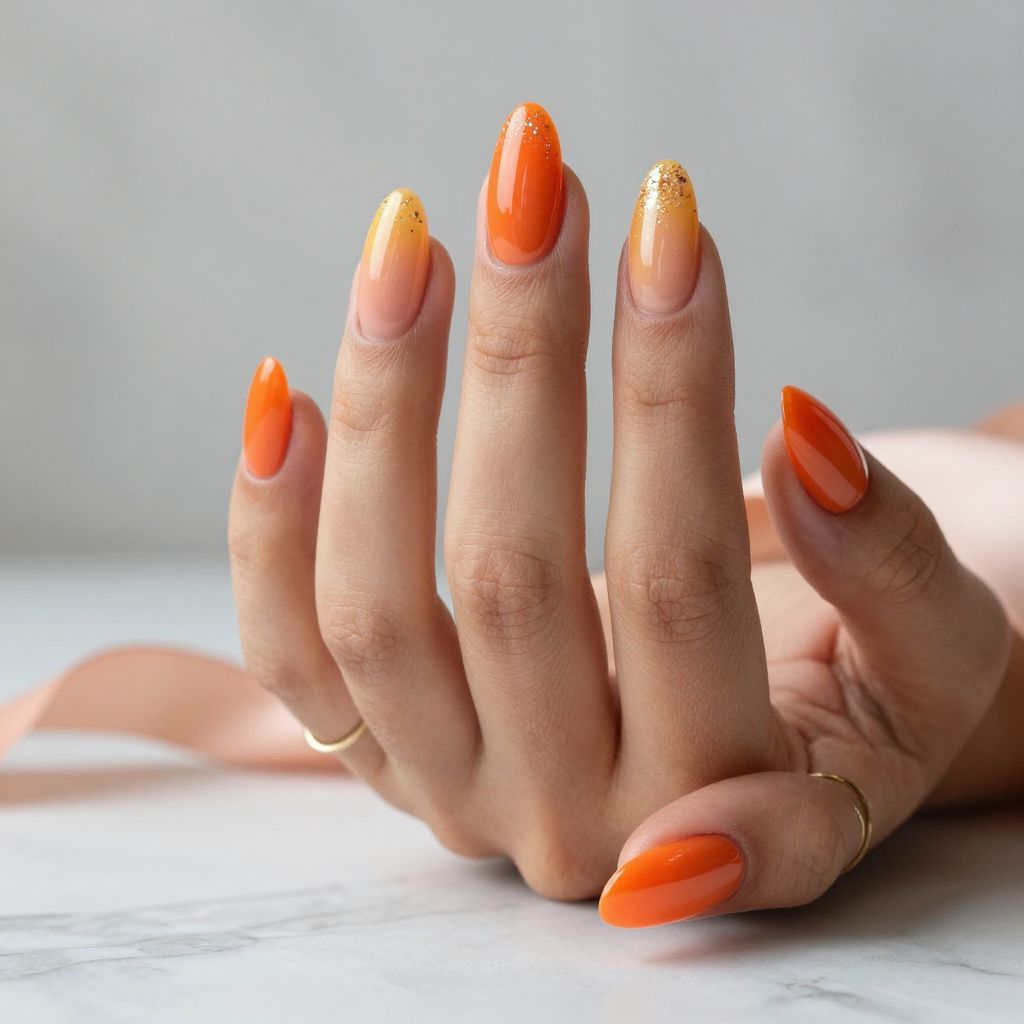 Glitter Gradient Sunset Nails