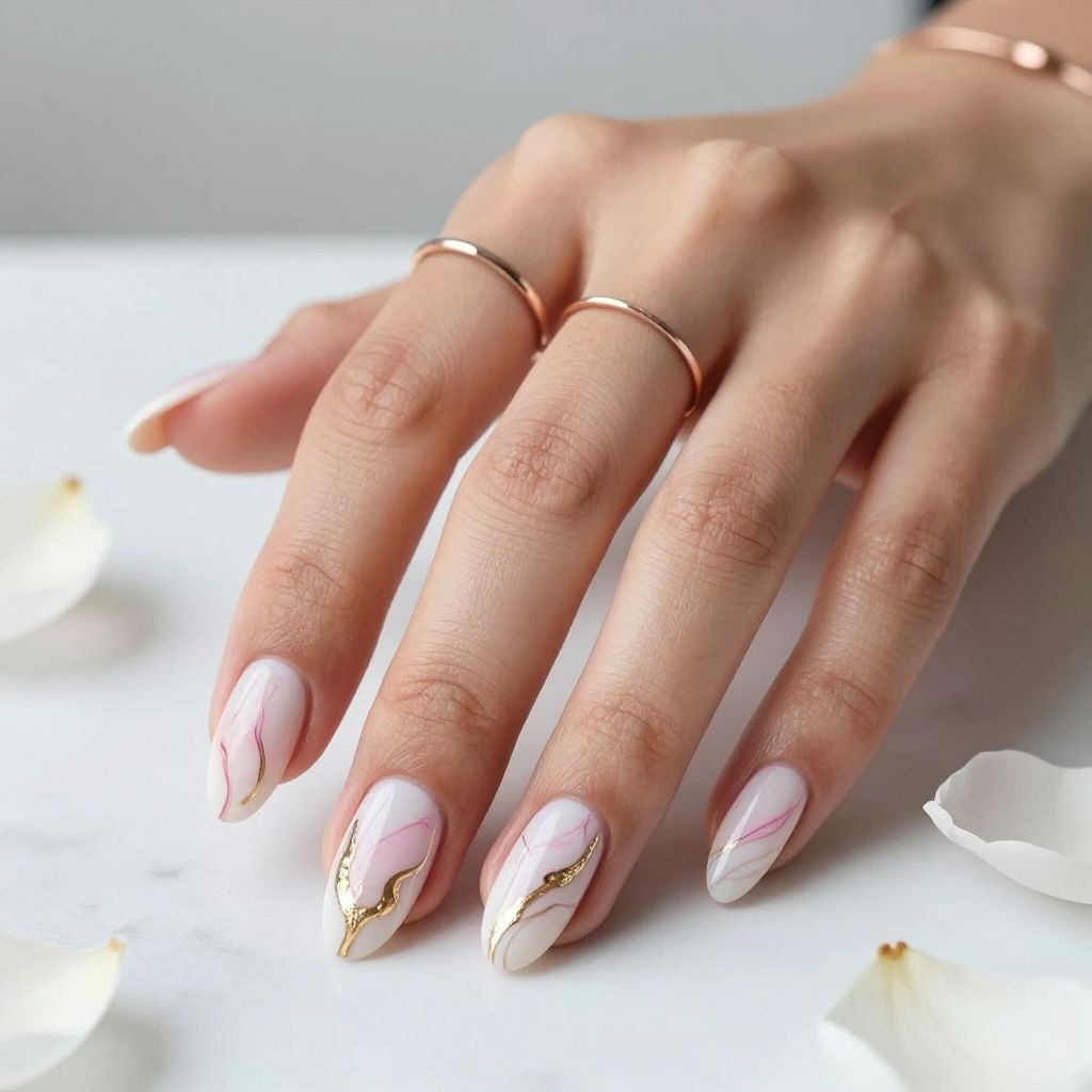 Marble Swirl Celebration Nails