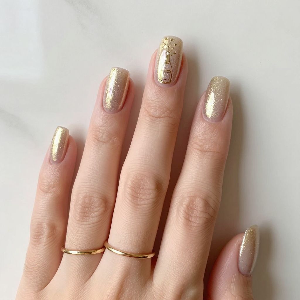 Champagne Celebration Luxury Nails