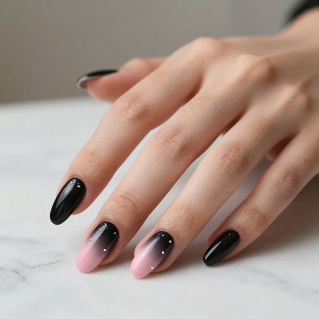 Black and pink nail idea 1