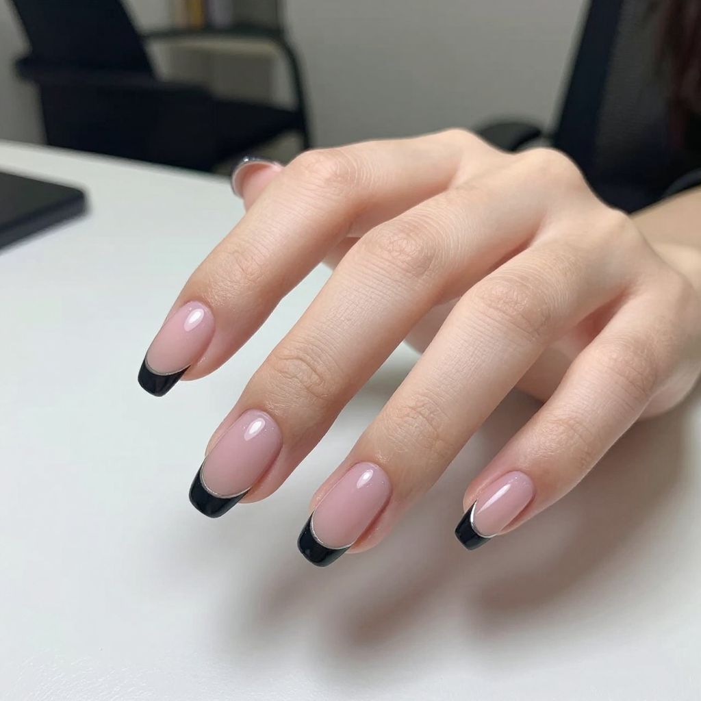 Black and pink nail idea 11