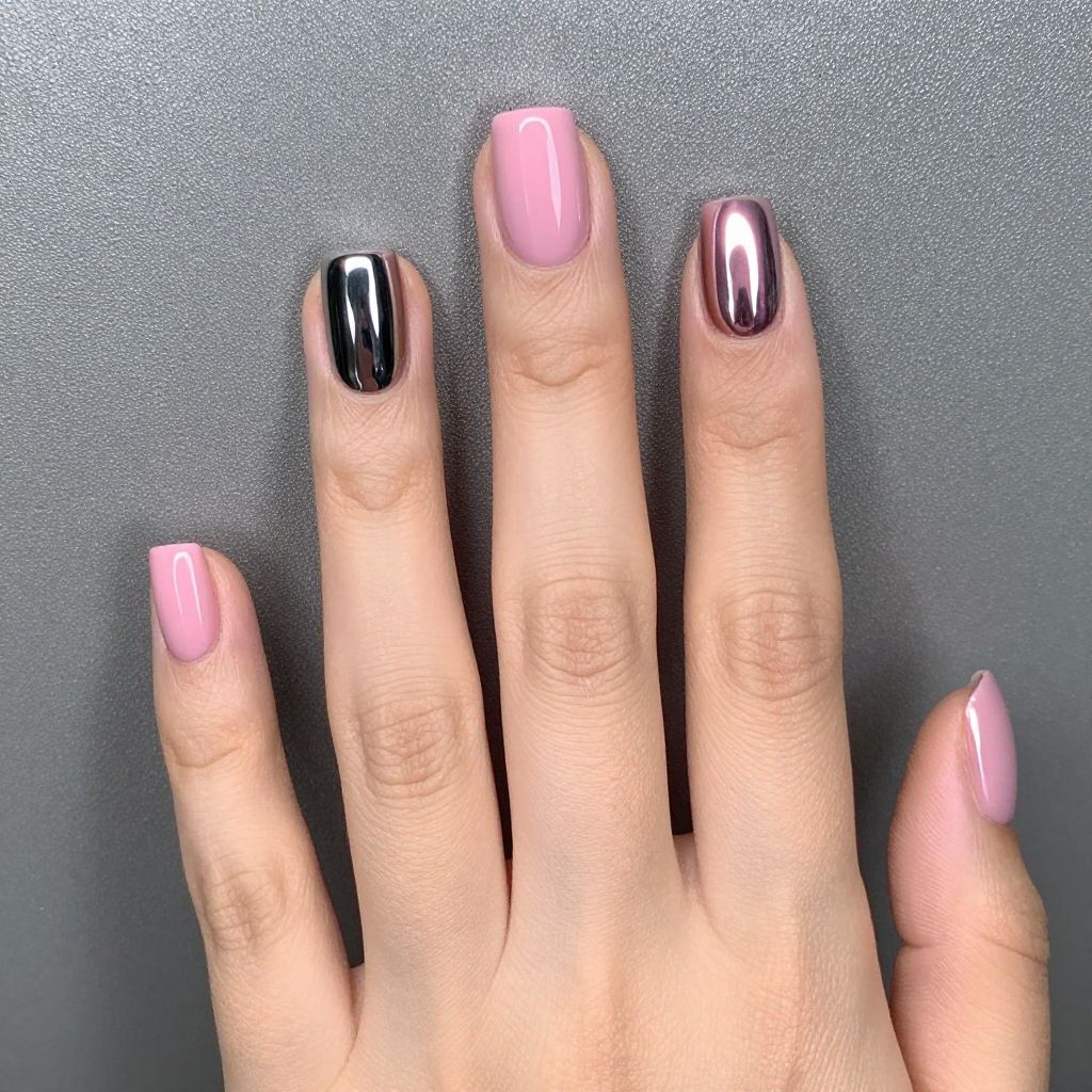 Black and pink nail idea 13