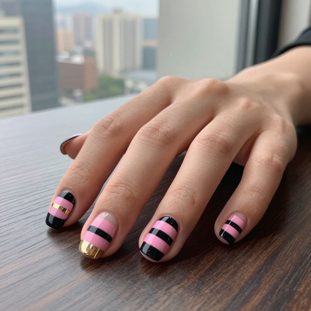 Black and pink nail idea 2