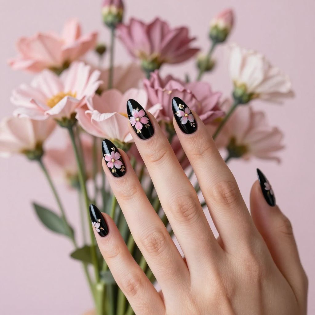 Black and pink nail idea 3