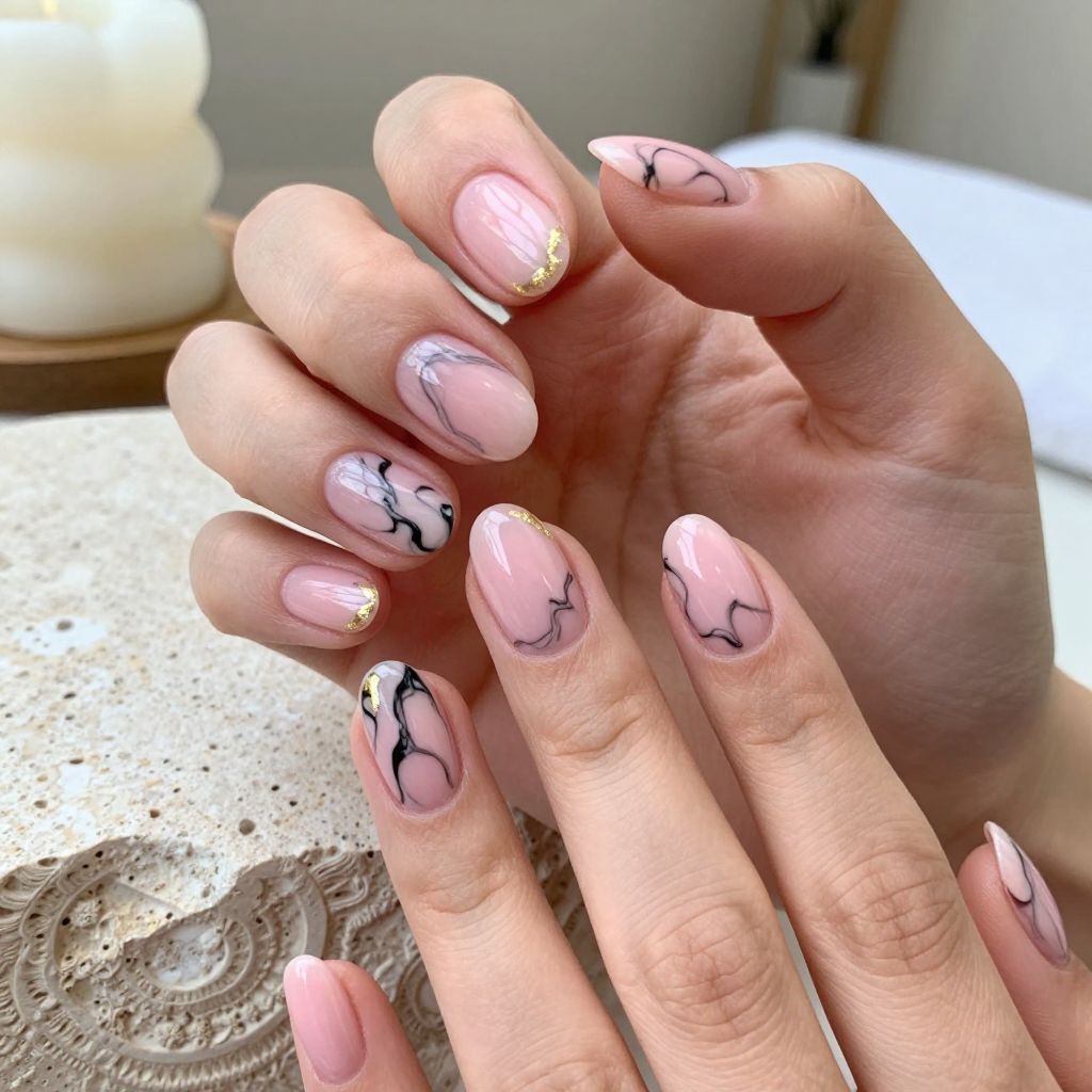 Black and pink nail idea 5