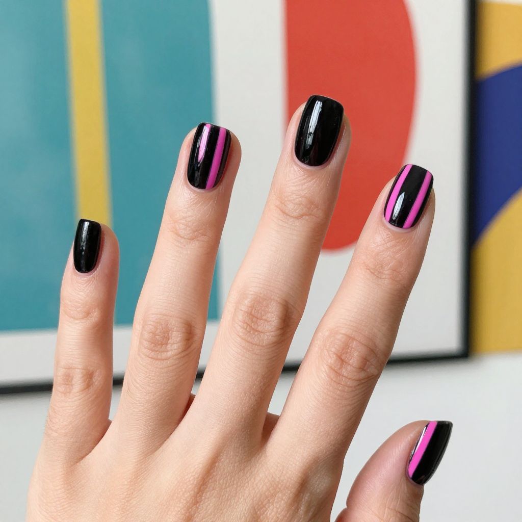 Black and pink nail idea 6