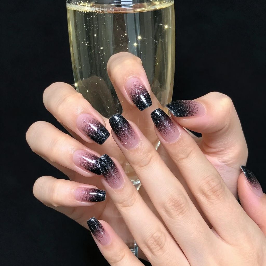 Black and pink nail idea 8