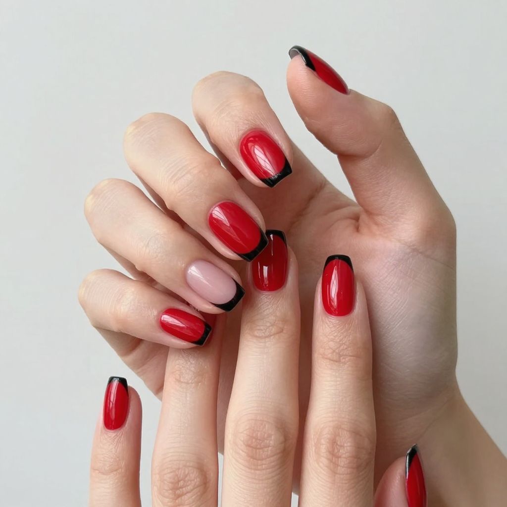 Black and red nail idea 11