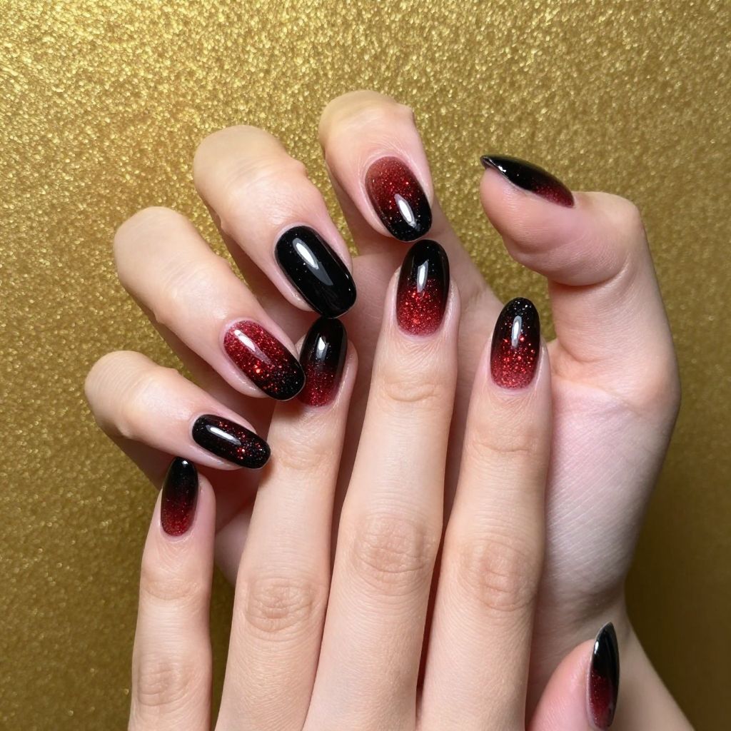Black and red nail idea 13