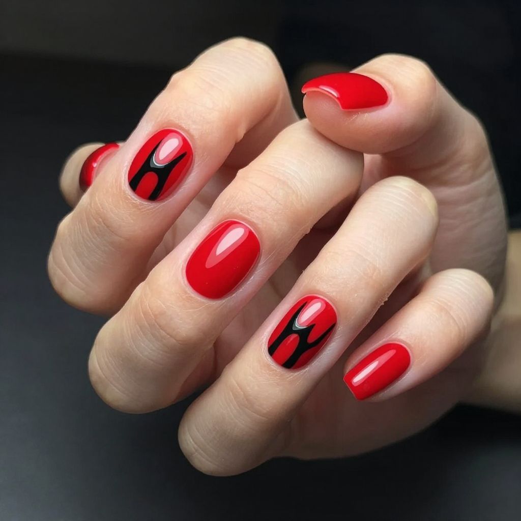 Black and red nail idea 14