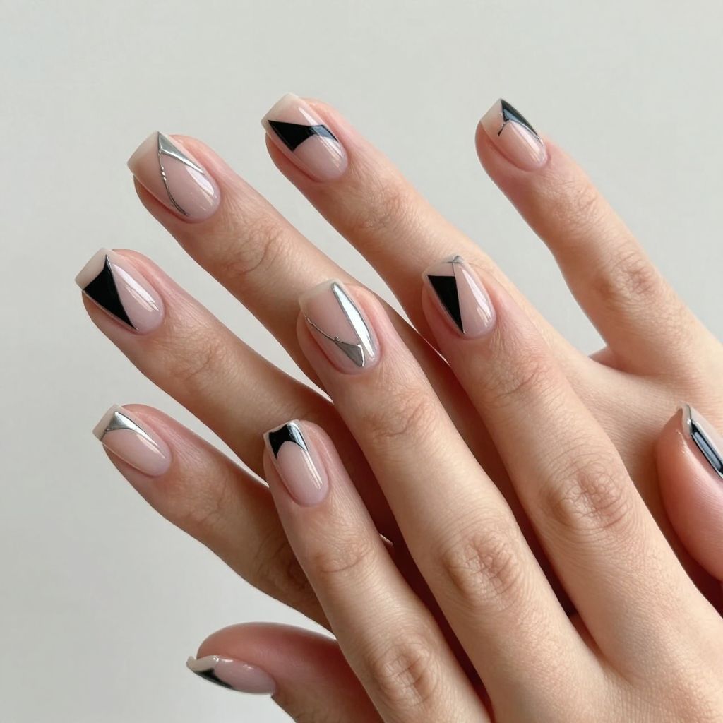 Black and silver nail idea 10