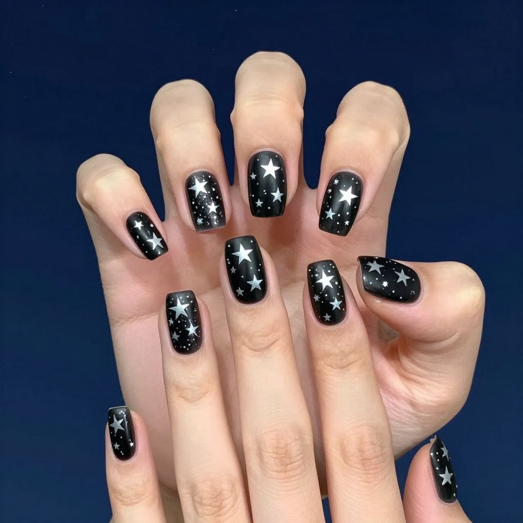 Black and silver nail idea 11