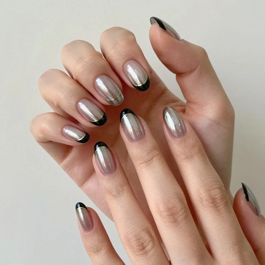 Black and silver nail idea 12