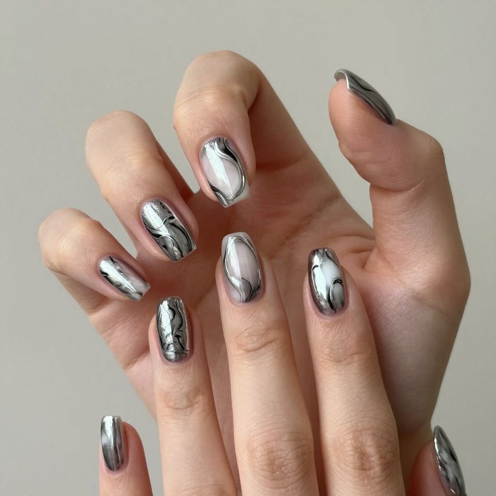 Black and silver nail idea 3