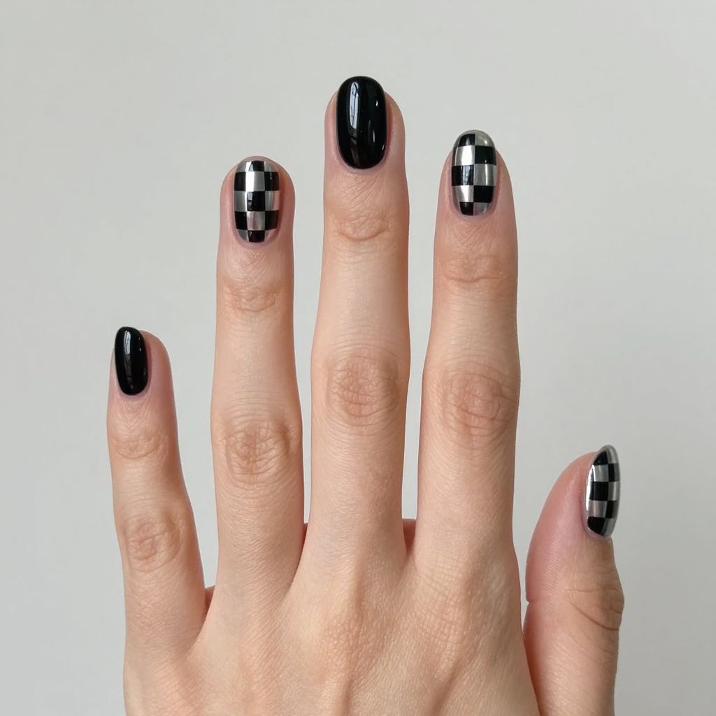 Black and silver nail idea 4