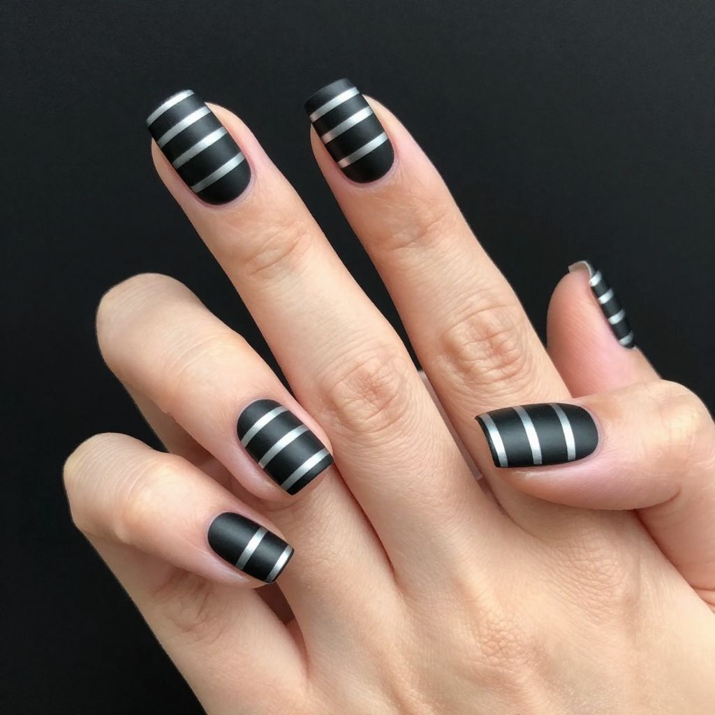 Black and silver nail idea 8