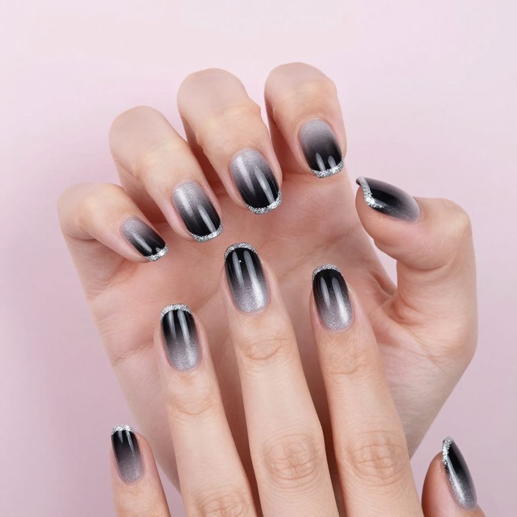 Black and silver nail idea 9