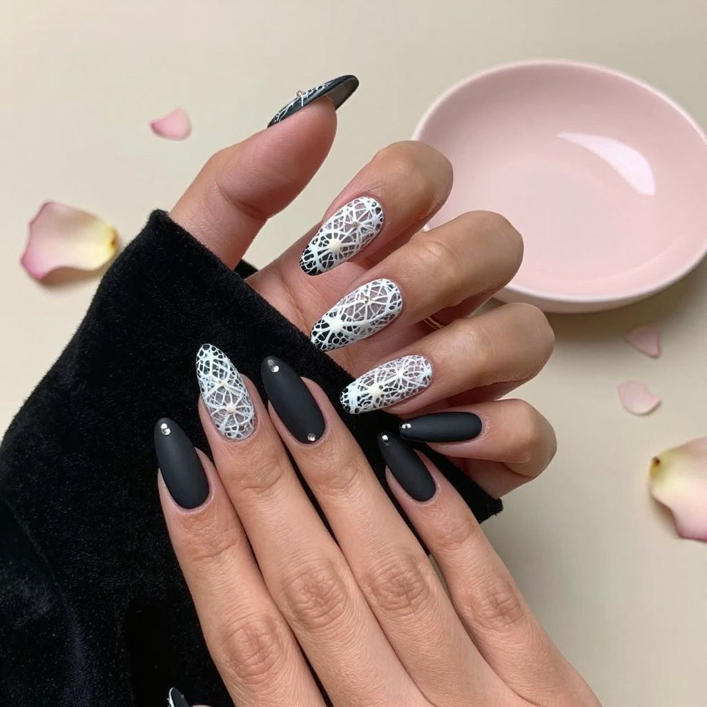 Black Valentine Nail Designs 11