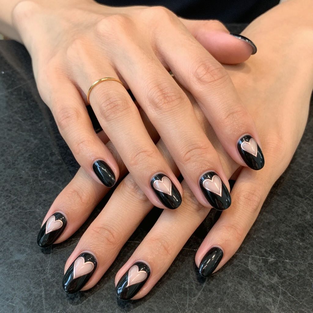 Black Valentine Nail Designs 12
