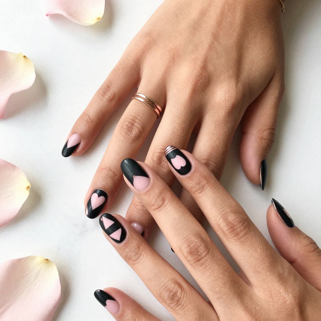 Black Valentine Nail Designs 15