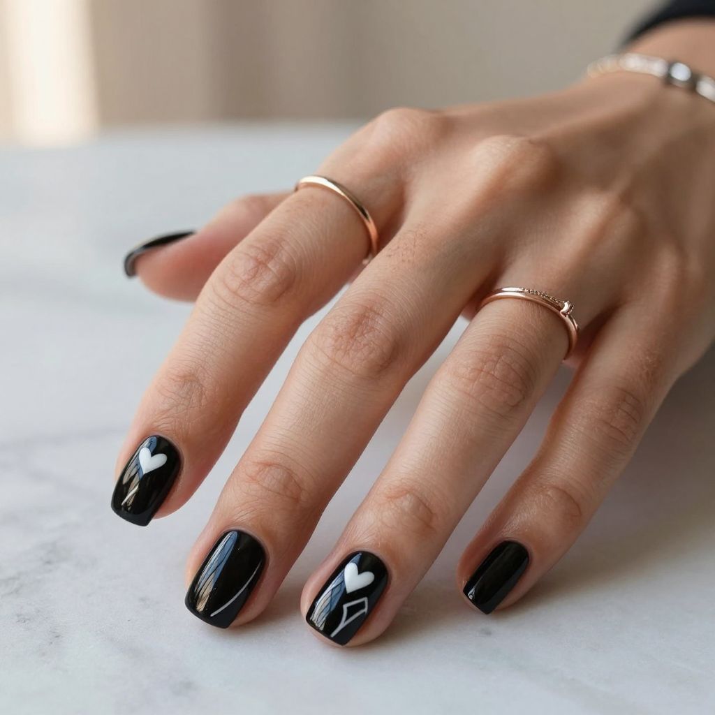 Black Valentine Nail Designs 4
