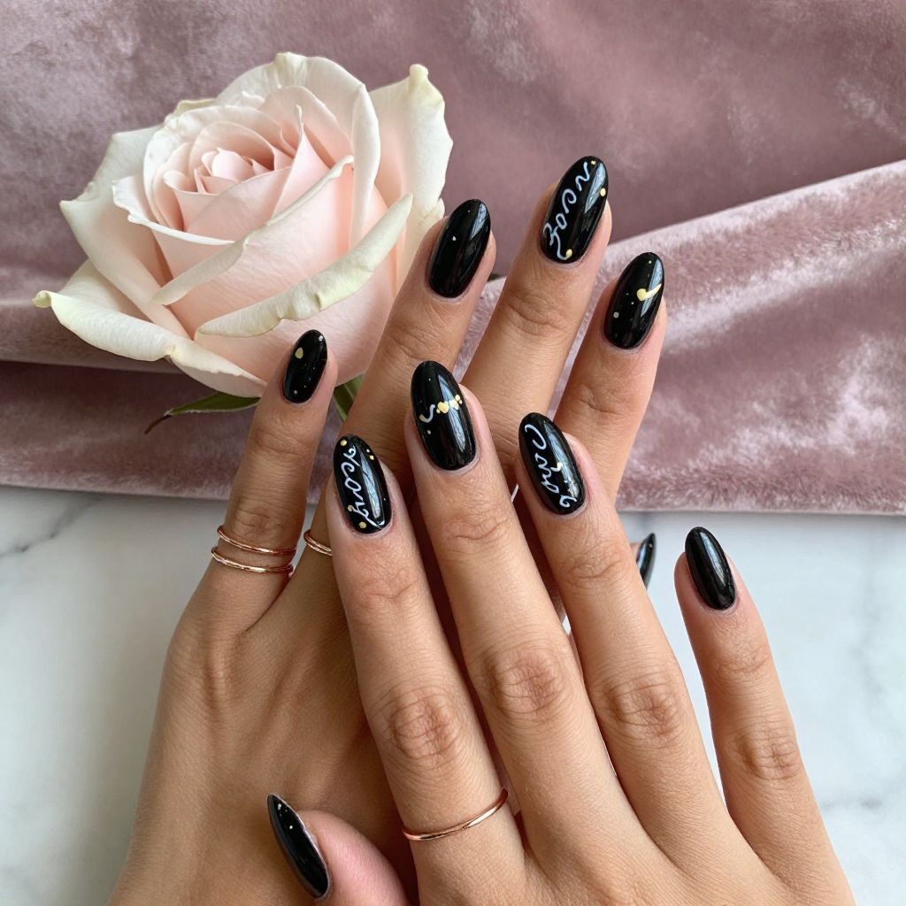 Black Valentine Nail Designs 6