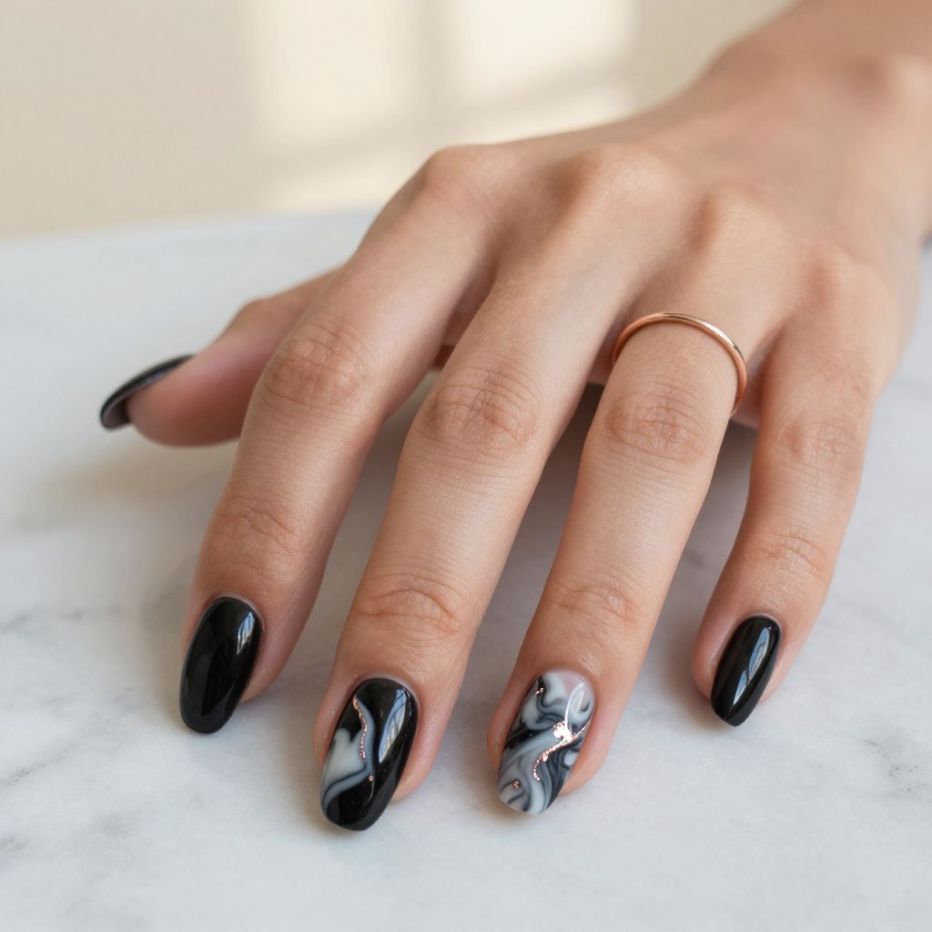 Black Valentine Nail Designs 9