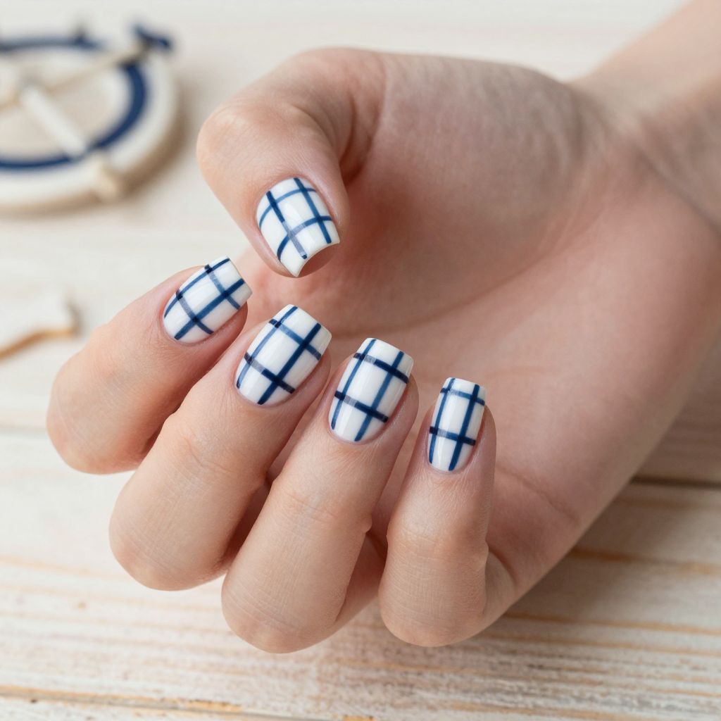 Blue and white nail idea 10