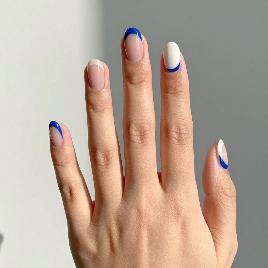 Blue and white nail idea 13