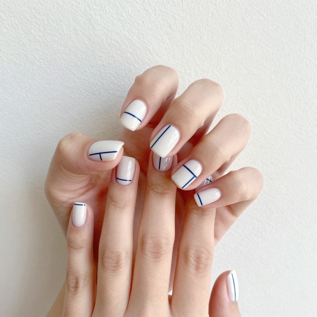 Blue and white nail idea 15