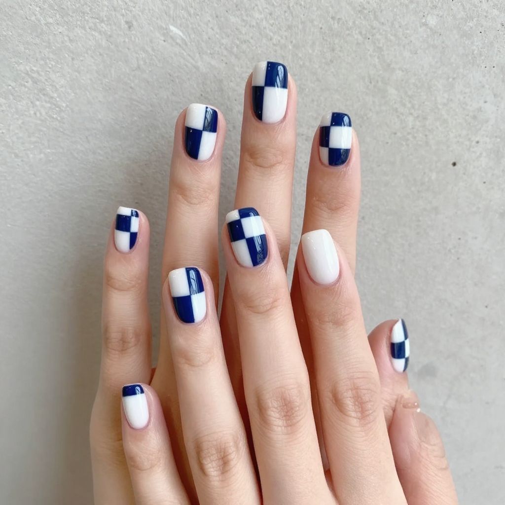 Blue and white nail idea 2