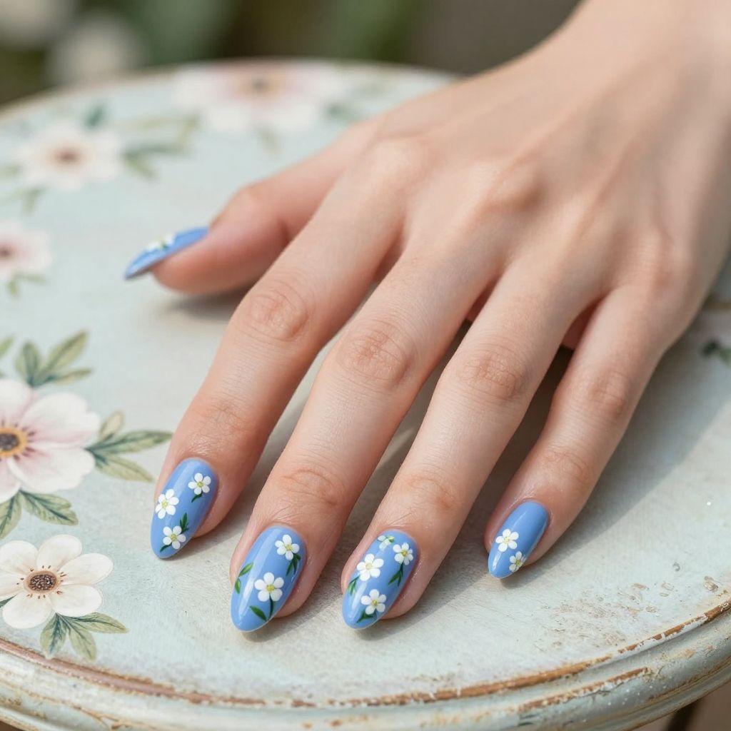 Blue and white nail idea 3