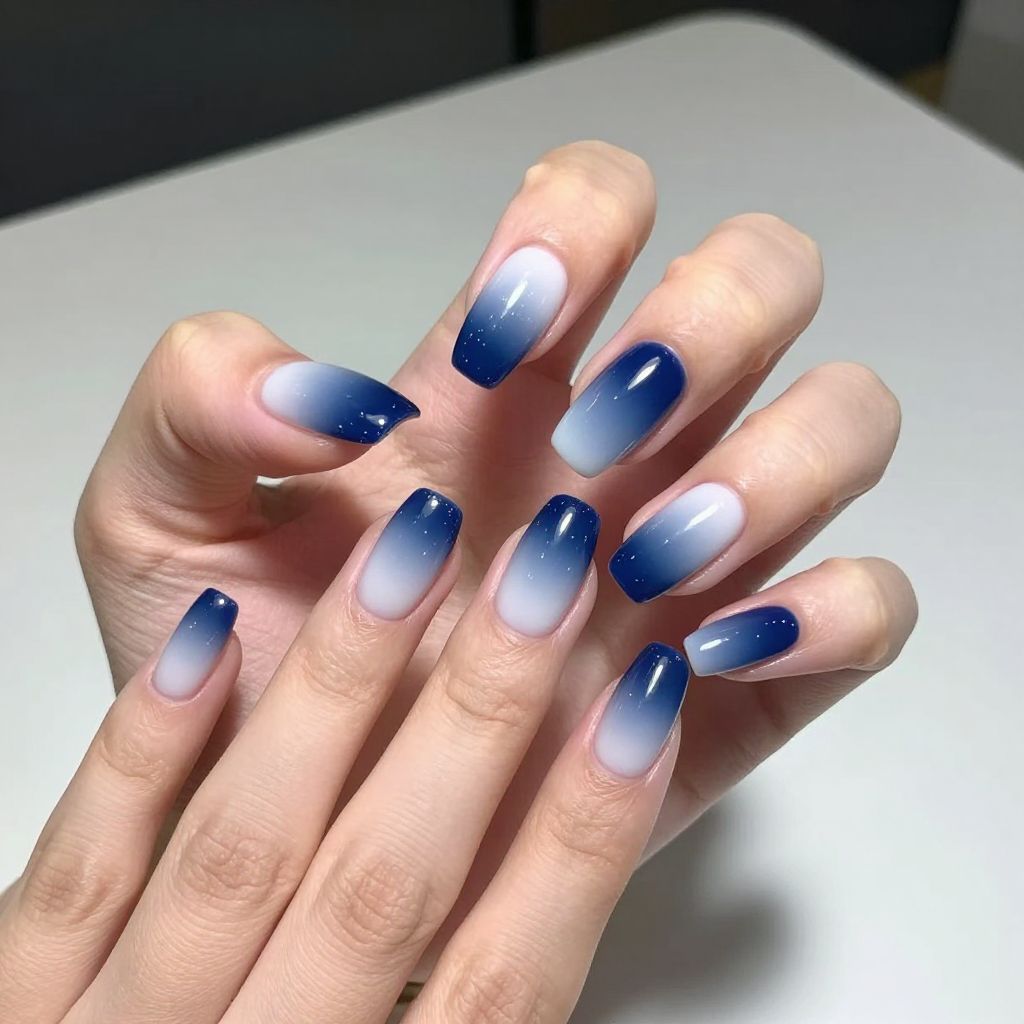 Blue and white nail idea 6