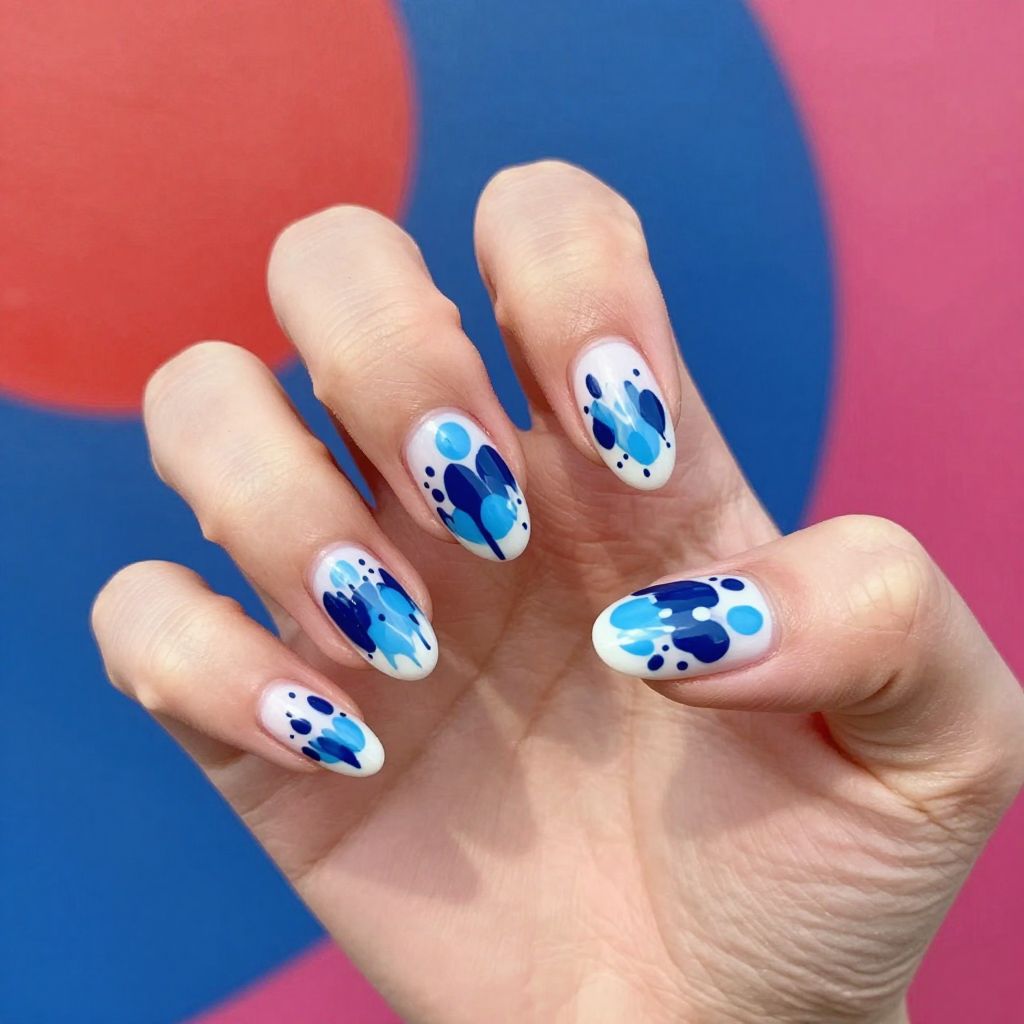Blue and white nail idea 8
