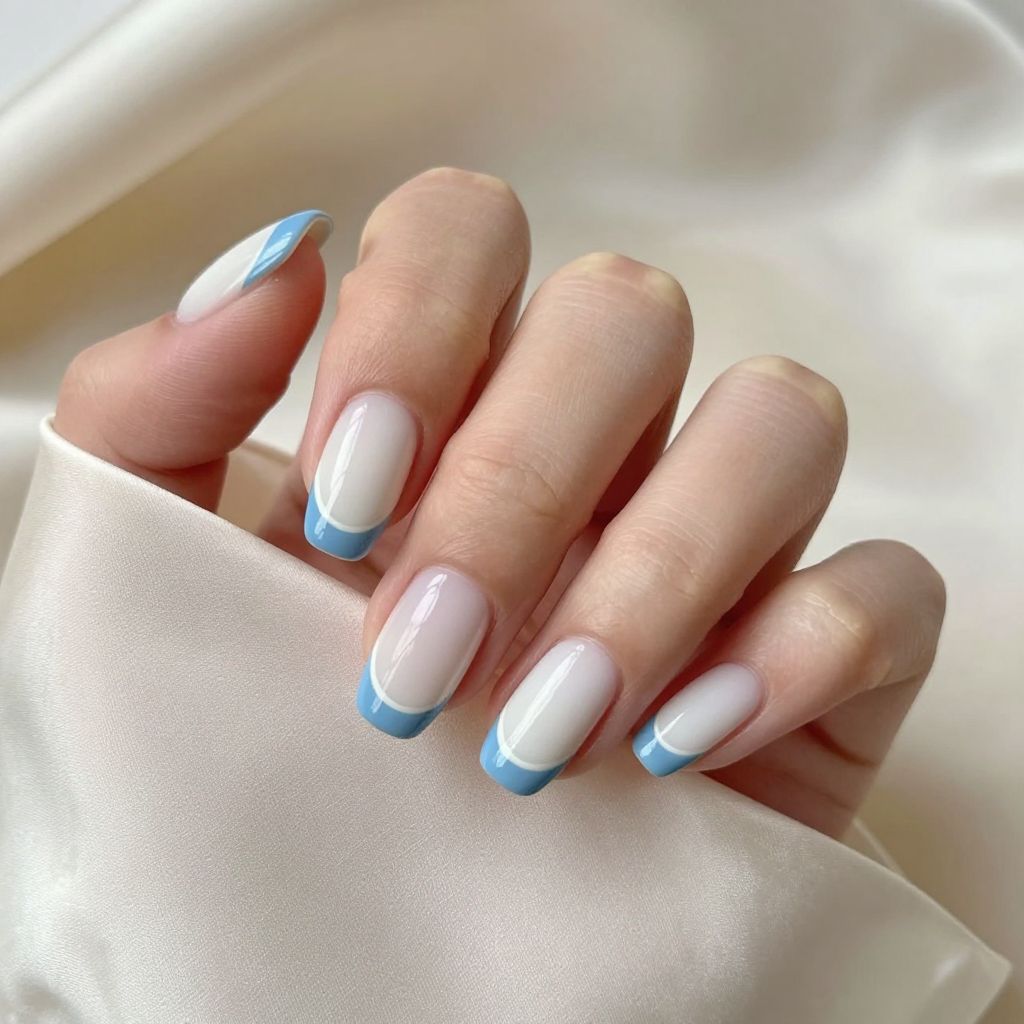 Blue and white nail idea 7