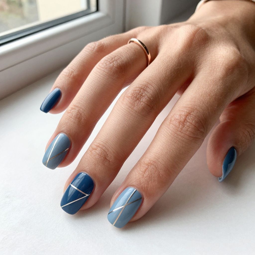 Slate Blue with Negative Space Geometric