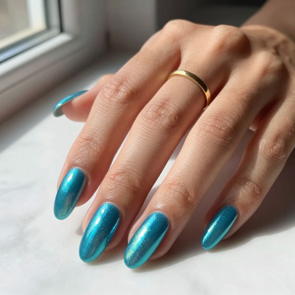 Teal Blue with Holographic Sparkle