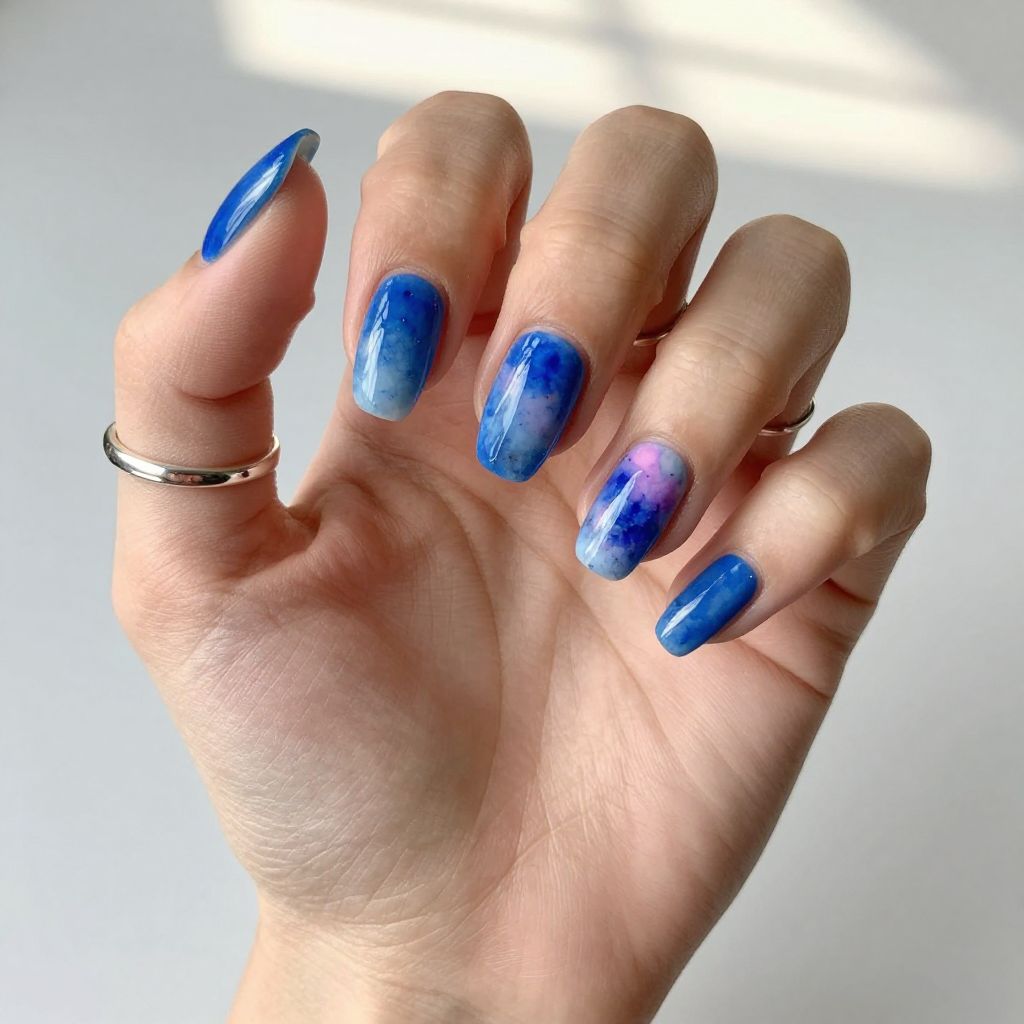 Cerulean Blue with Watercolor Effects