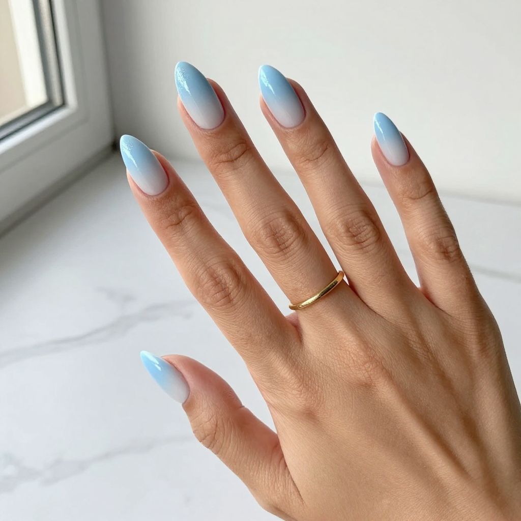 Ombre Sky Blue to White