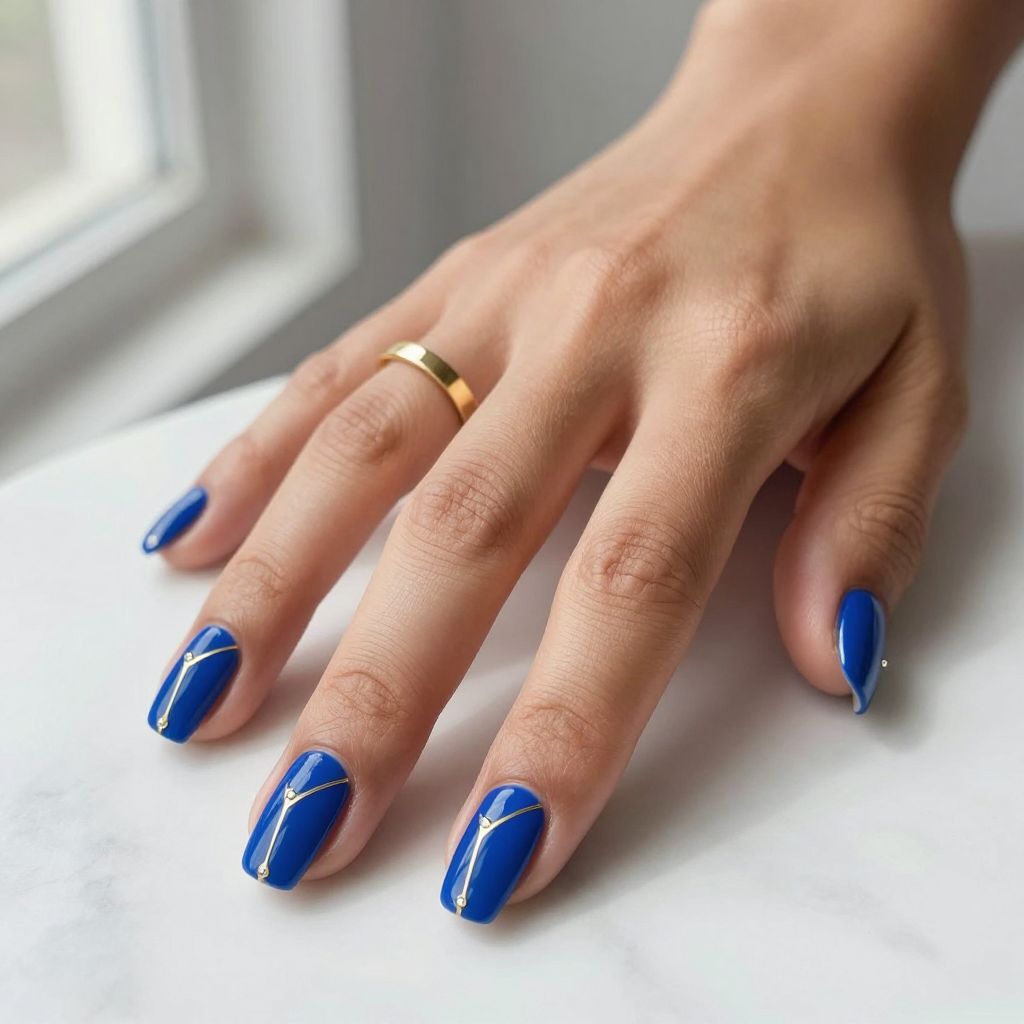 Royal Blue with Gold Geometric Accents